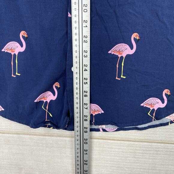 Free Planet Shirt Mens Sz L Blue Pink Flamingo Short Sleeve Button Up Graphic - Picture 5 of 9